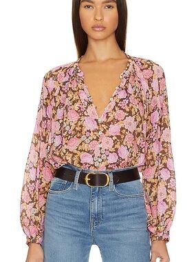 Spell Enchanted Wood Blouse -Rose - Floral Button-Front Long Sleeve Blouse